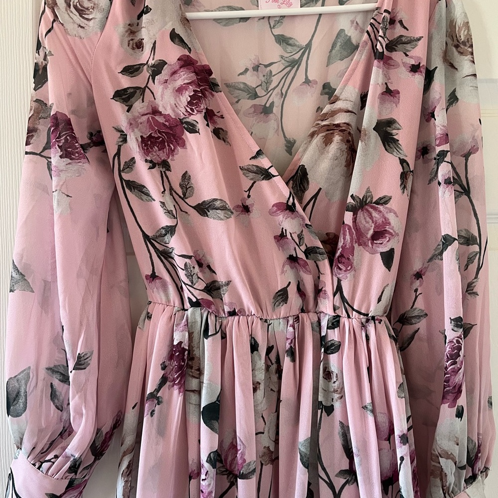 Floral Pink Long Sleeve Dress